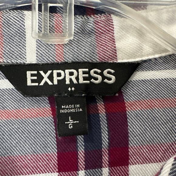 Express Plaid Tunic Style Button Down Women's Large - Picture 3 of 5
